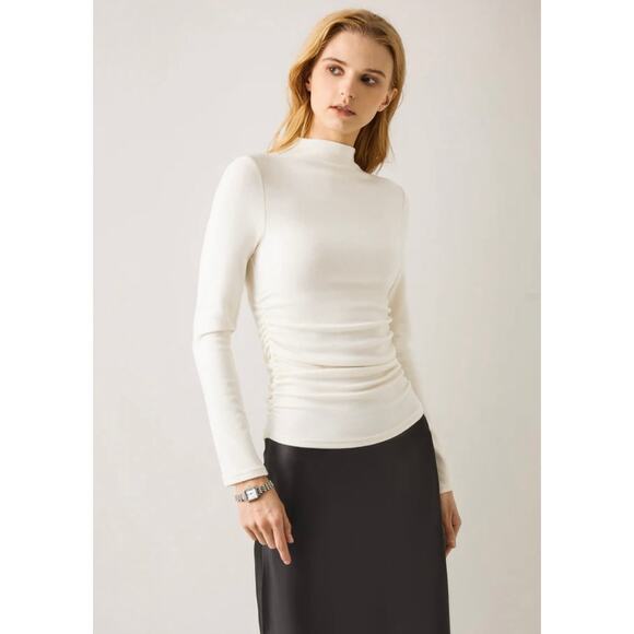 NWT M Thermal Ruched Sides Tuckable Mockneck Top - Picture 3 of 6